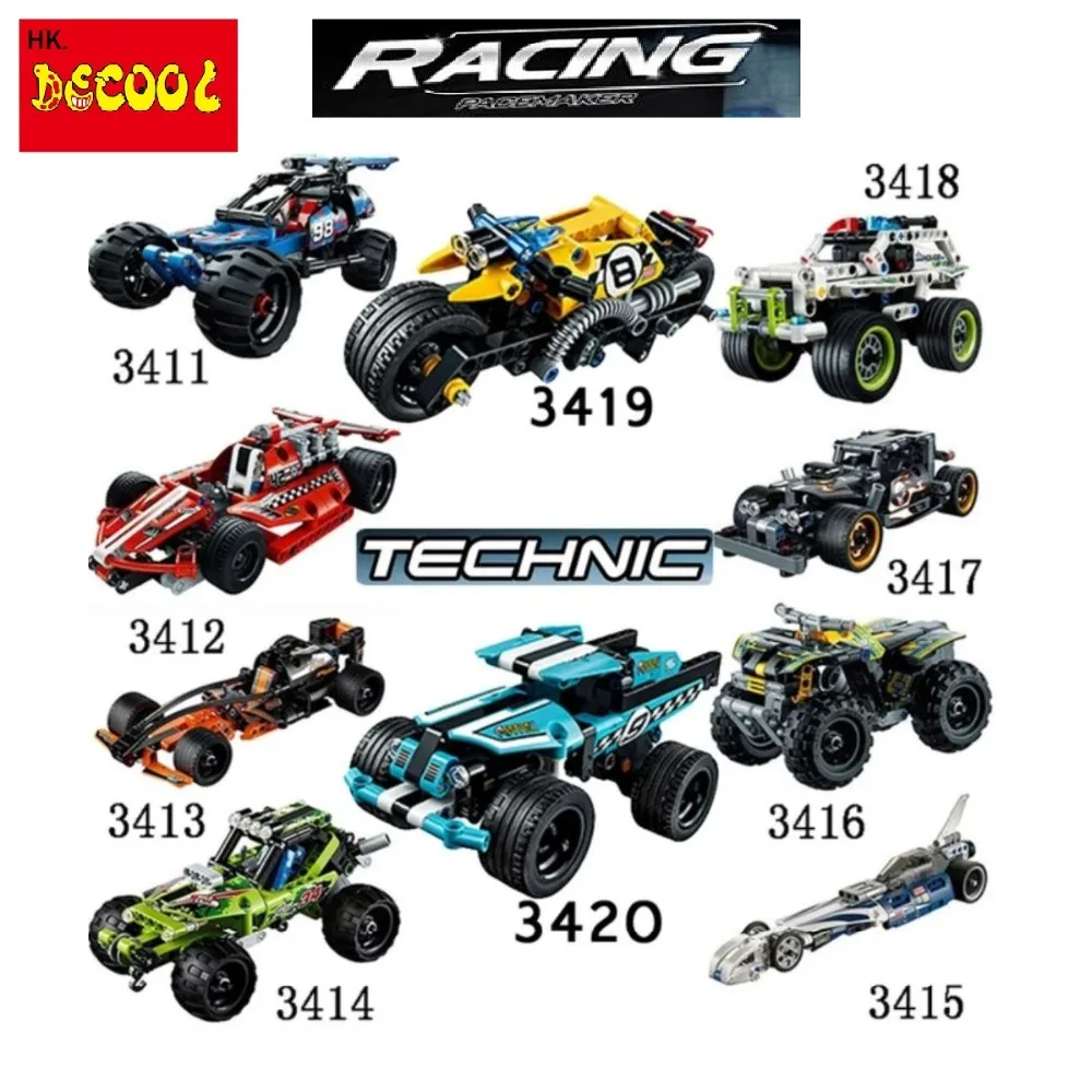 

Decool 3411-3420 pull back off-road super Racing car Model building block bricks toys for lego technic for minifigure 42059
