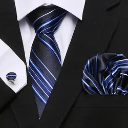 Классический Для мужчин галстук 20 видов стилей Новинка жаккард 100% шелк галстук, носовой платок, Запонки Набор для Свадебная деловая