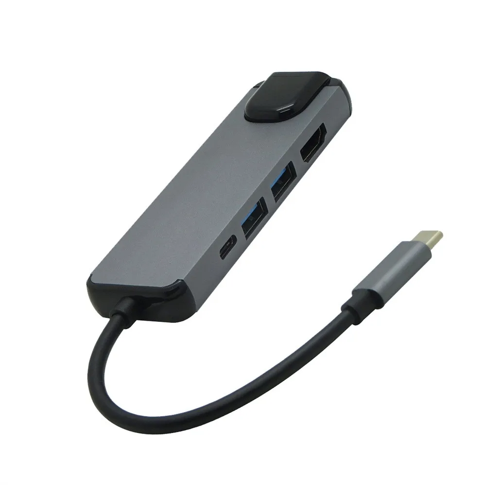 USB Hubs Type C Computer Peripherals 5 in 1 USB 3.1 Type C Hub 4K Hdmi USB 3.0 to Rj45 Lan Adapter Charger for Macbook #10