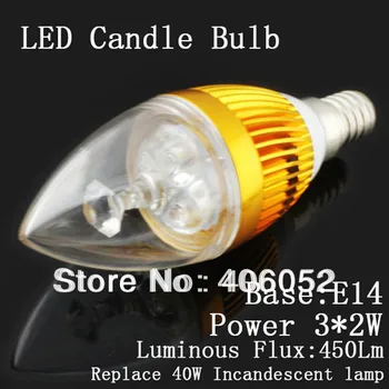 

10pcs wholesale high power 3*2W golden shell led lamp light Dimmable 6w e14 led bulb candle 220v warm white pure white