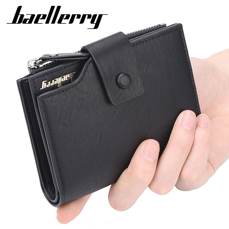 Baellerry marca 2019 nueva de cuero para hombre, billeteras, monedero corto de piel para hombre, monedero de calidad garantizada para hombre|Carteras| - AliExpress