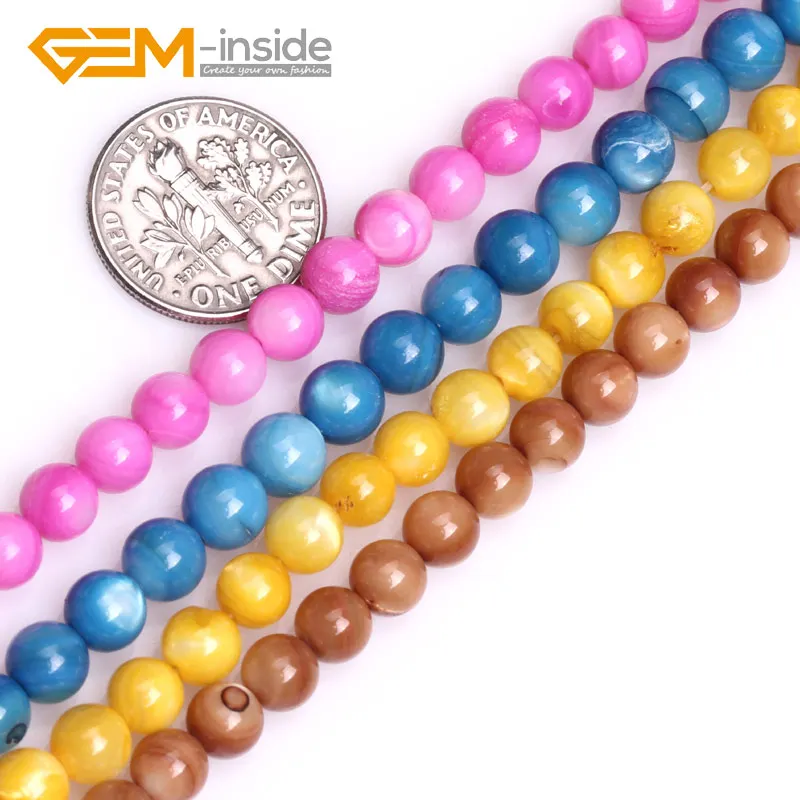 6mm Round Dyed Shell Mop Beads For Jewelry Making Gem stone Loose Beads