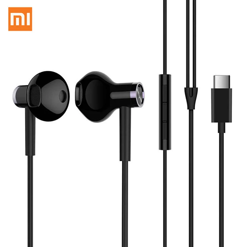 Original Xiaomi Type C Earphone Hybrid DC Earphones Half In Ear USB Control MEMS Mic BRE02JY Mi Dual Driver Earphone MI Headsets