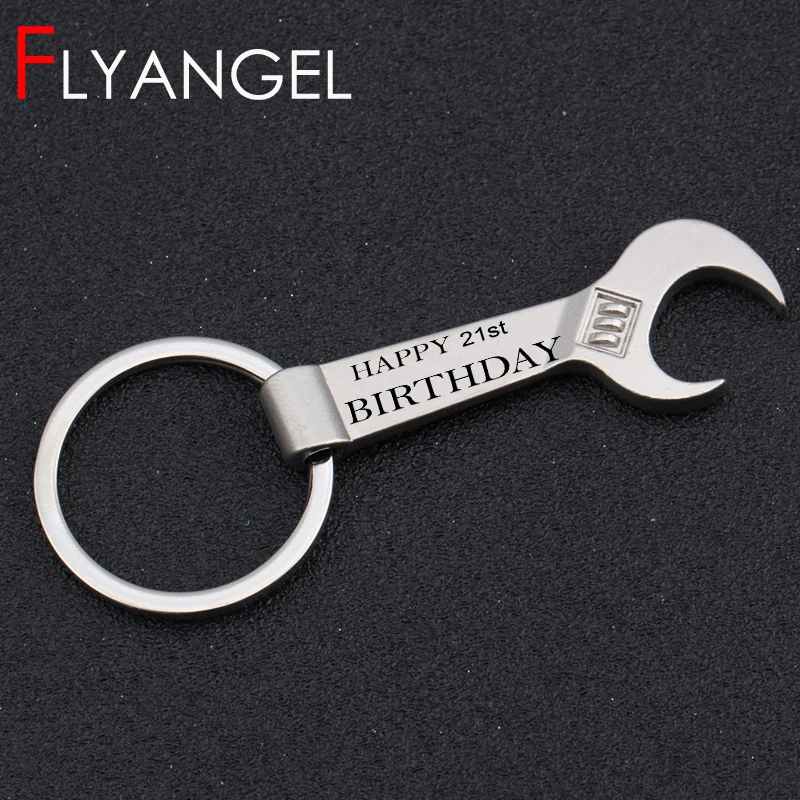 

Date Customized High Quality Wrench Opener Keychain Engraved Happy Birthday Keyring Birthday Presents Keys Holder jewerly Keytag