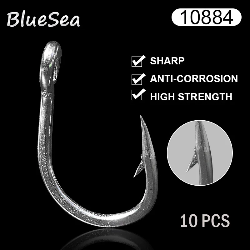 BlueSea 10884 10 Pcs/Pack Stainless Steel Triple Assist Fish Hooks Live