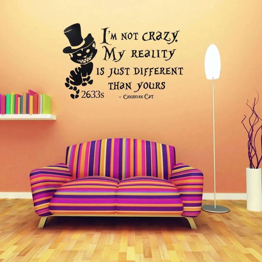 Wall Stickers Alice In Wonderland Cheshire Cat Wall Paper Vinyl Removable Home Decor Wallstickers