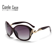 Conle чехол новые женские поляризованные солнцезащитные очки мужские Большая оправа солнцезащитные очки «кошачий глаз» UV400
