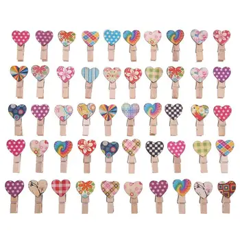 

50pcs/set Mini Wooden Love Heart Clothespin Craft Clips DIY Photo Cards Peg Paper Postcard Craft DIY Clips Office Supplies