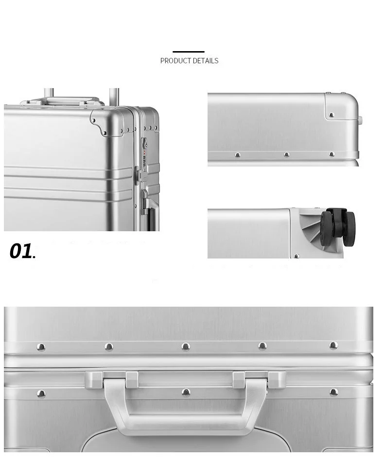 100% Alumnium Rolling Чемодан легкий Hardside путешествия тележка чемодан с вращающиеся колеса