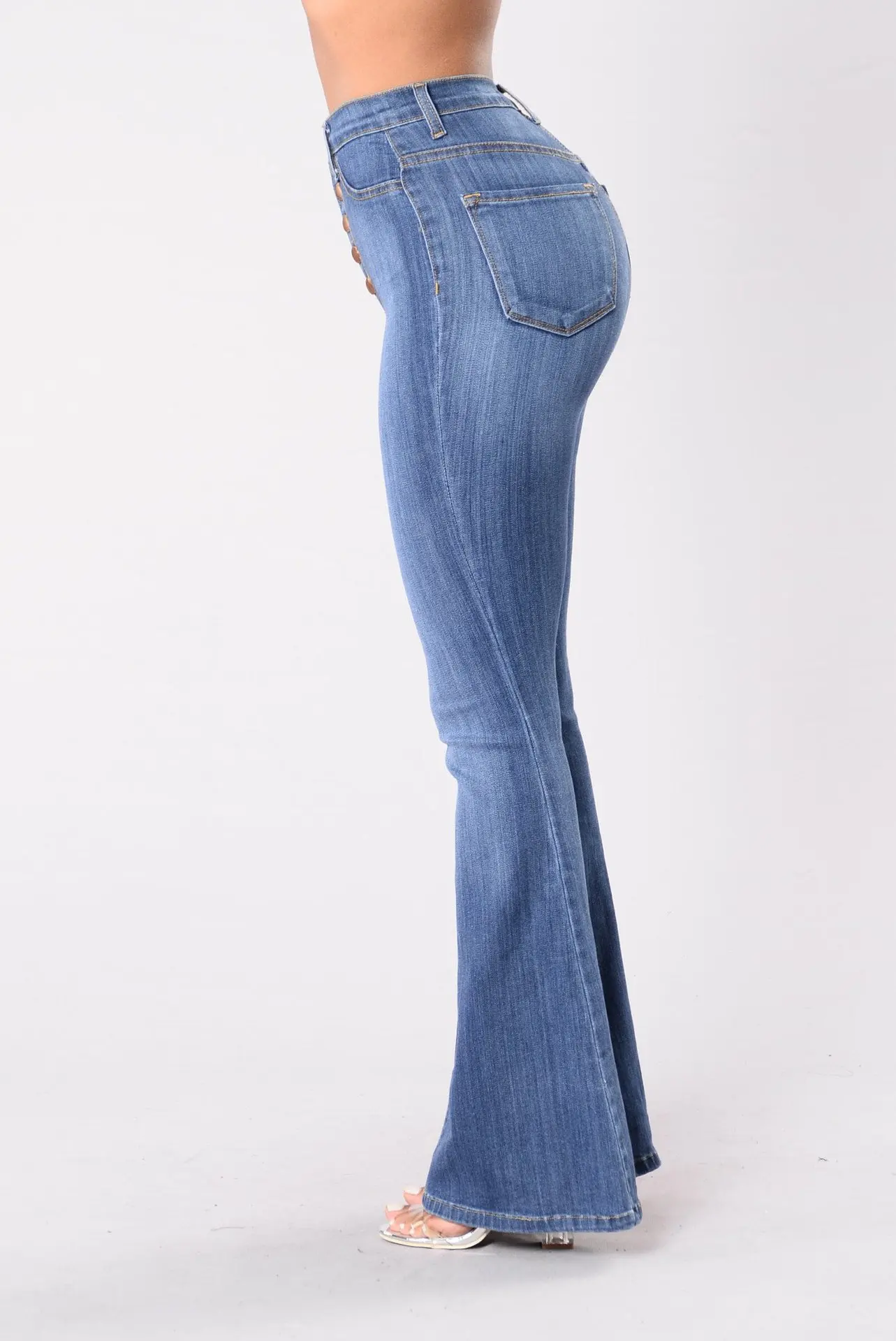 Узкие Стрейчевые джинсы с высокой талией женские винтажные длинные широкие расклешенные джинсы обтягивающие расклешенные брюки
