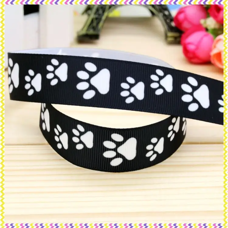 Dhk 7/8 ''5Yards Dog Paw Stampato Grosgrain Ribbon Headwear Hair Bow Decorazione Del Partito Fai Da Te Oem All'Ingrosso 22Mm C961