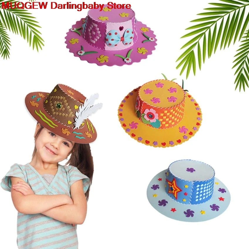 

Colorful EVA Handmade Hat Kids Learning DIY Early Educational Handicrafts Craft Toys Funny Gadgets Interesting Toys For Children