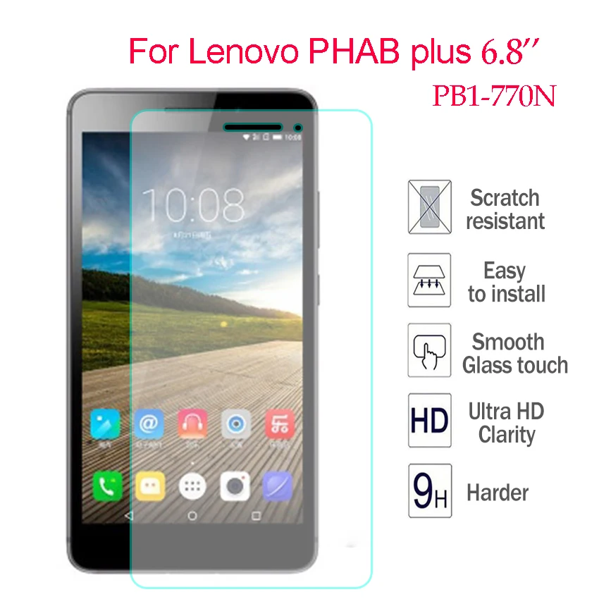 2 шт. 9 H Твердость Закаленное стекло для lenovo PHAB Plus PB1-770N 6,8 Дюймов прозрачный экран протектор плёнки крышка взрывозащищенные