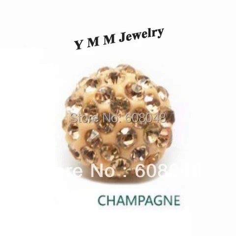 

Free Shipping 24PCS Champagne Bead Disco Crystal Ball Bead 10mm