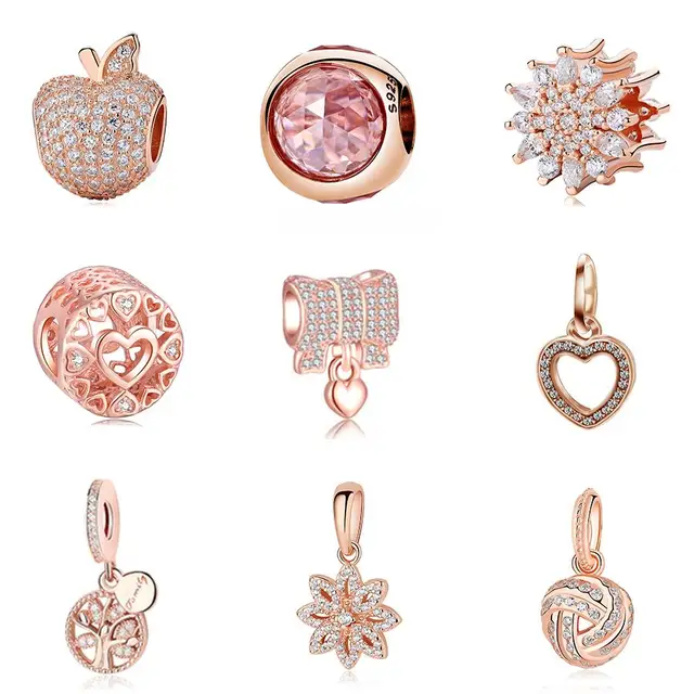 Authentic 100 925 Sterling Silver Radiant Droplets Rose Gold Charms Authentic 100 925 Sterling Silver Radiant Droplets Rose Gold Charms Fit Original Pandora Bracelets Bangle