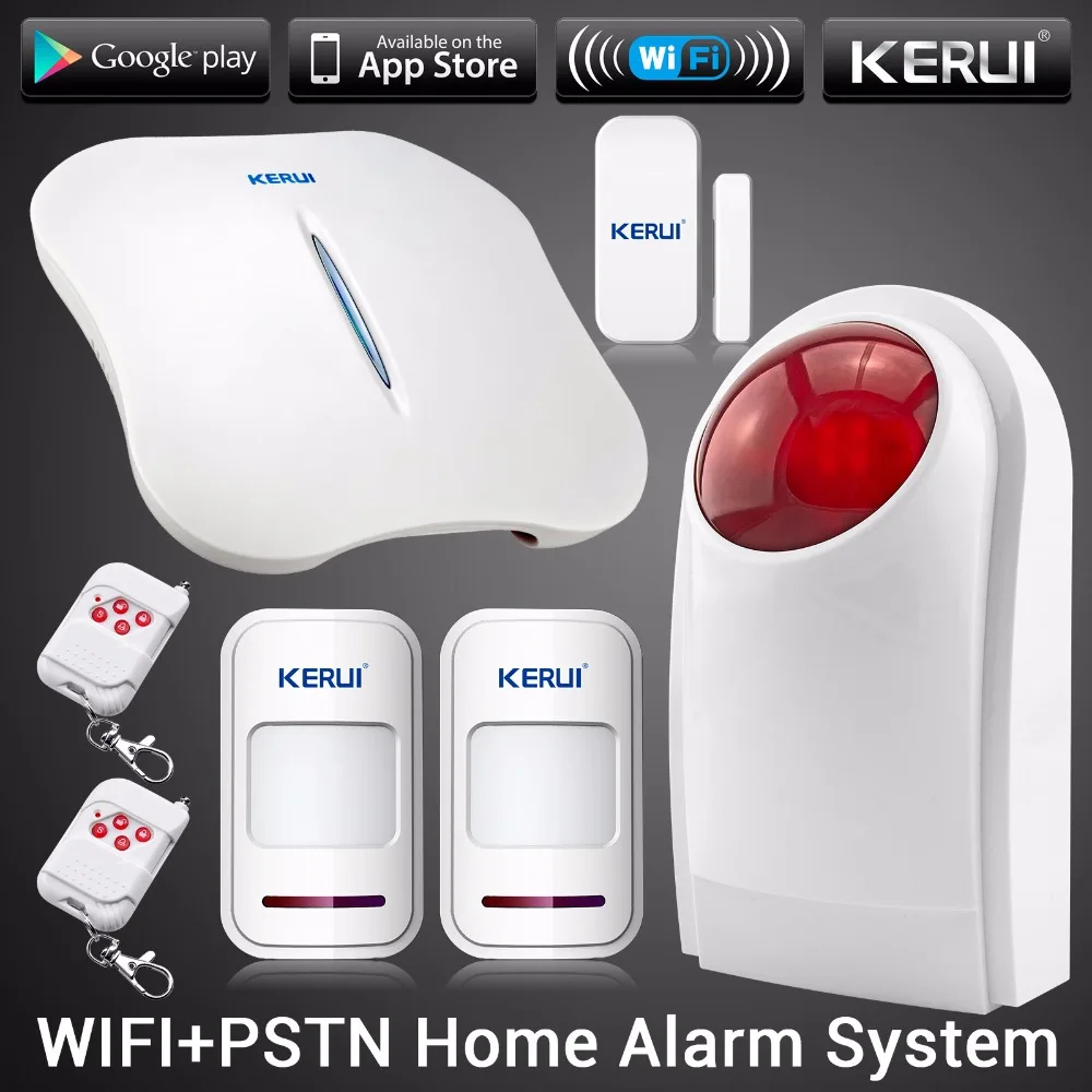 KERUI PSTN Home Burglar Intelligent Alarm Android IOS APP Control Security Alarm System Wireless Outdoor Siren Alarm Kit