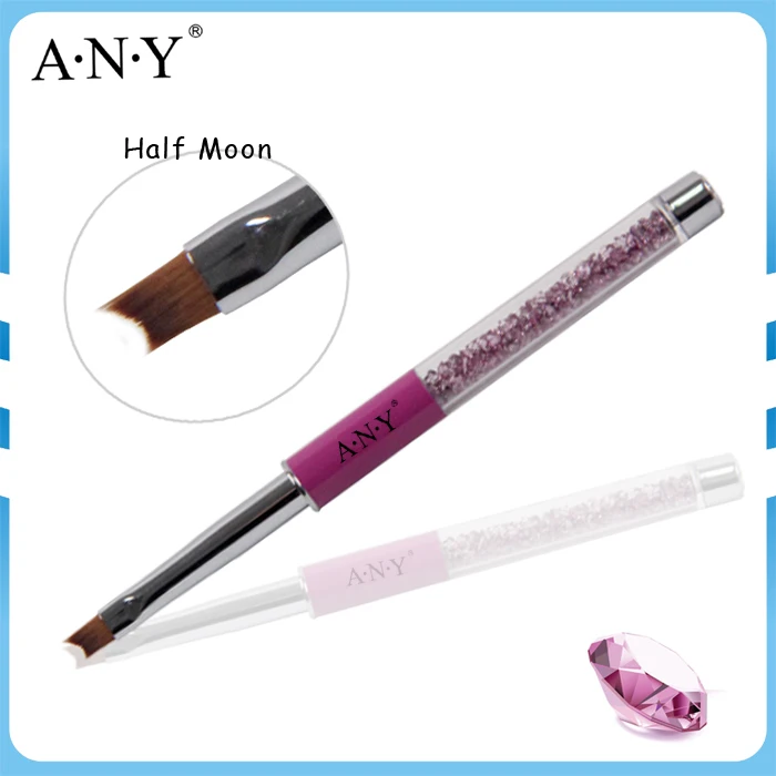 

2018 ANY Acrylic Handle With Rhinestone Glitter Design Purple Metal Cap Moon Shape French Brush 8# Single Piece