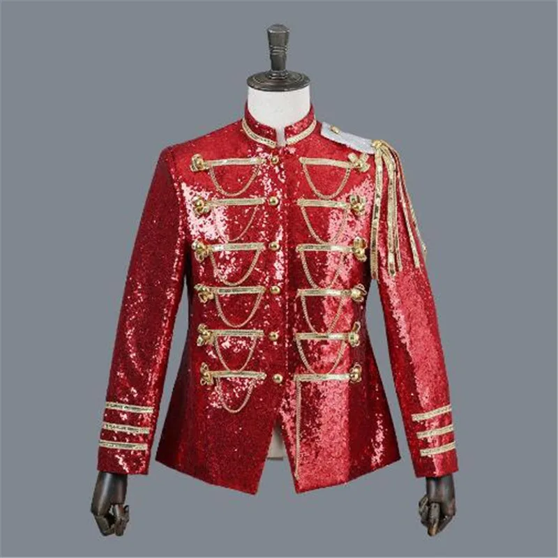  2018  Fashion sequins stage suit Jacket Men Party Suit Wears Digital Printing Performers Coat 