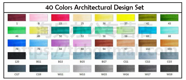 TOUCHONLY Маркеры Ручка Комплект 40/60/80/168 Цвет анимации эскизный чертёж маркер ручка для творчества на спиртовой основе с Manga Дизайн Искусство Подарки - Цвет: 40 Architectural Set