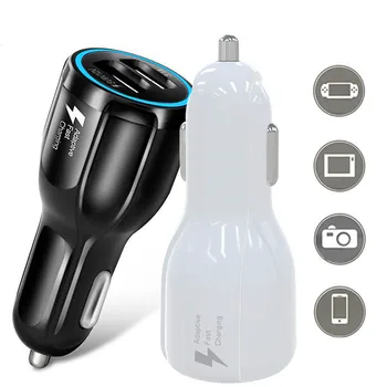 

For Samsung Galaxy S9 QC 3.0 Fast Car Charger 3.1A Quick Charge Dual Usb Port For iPhone X With OPP Package