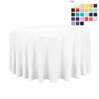 

HK DHL Stain Feel 120in./300cm Polyester Round Tablecloth for Wedding Event Banquet Party, 5/Pack