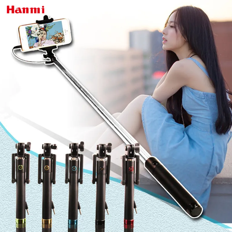 Hanmi Mini Self Sticks Monopod Wired Portable Self pole Selfie Stick