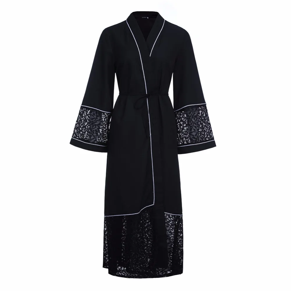

2019 Women muslim adult lace abaya Arab Turkey Middle East beading diamond Cardigan Embroidery Dresses Musical Robe Ramadan