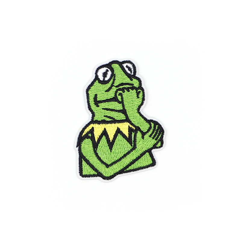 

Cartoon Anime Kermit the Frog Embroidery Patch Iron On Patches For Clothes DIY Accessory Bag Applique Armband Book Stickers S34