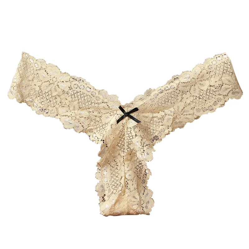 

6 Color Full Beautiful Lace Pure Color Women's Sexy Lingerie Thongs G-string Low Waist Underwear Panties Briefs Ladies T-back