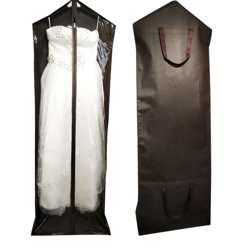 

Protable Bridal Trailing Wedding Dress Storage Bag Evening Robe Dust Waterproof Cover Non-woven Fabric + PVC 170x60x30cm JD035
