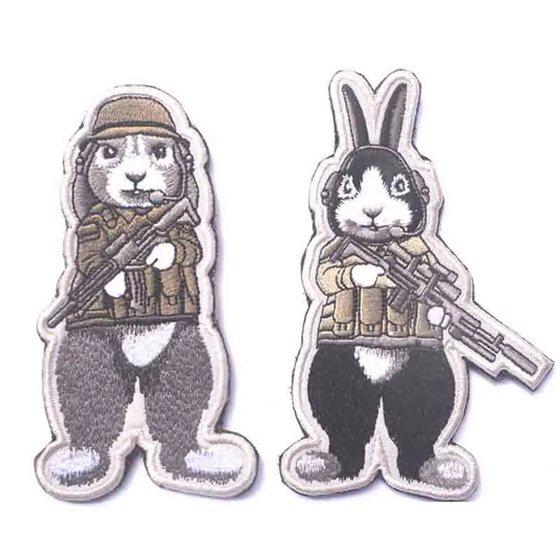 

3D Embroidery Tactical Military Rabbit Dog Embroidery Patch for Badges Velcro Patch Appliques Combat Embroidered Patches