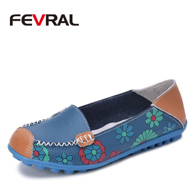 FEVRAL/женская повседневная обувь; водонепроницаемые мокасины из натуральной кожи; удобная мягкая дышащая обувь на плоской подошве; модная женская обувь с принтом; 4 цвета
