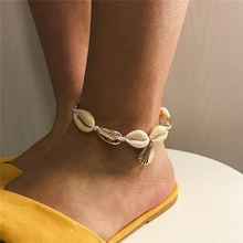 Ailodo Fashion Sea Shell Anklet Women Gold Silver Color Scallop Bracelet Charm Bohemian Ankle Bracelet Boho Foot Jewelry LD175 lindajoux 925 sterling silver fashion sea star charm anklet for women s925 ankle bracelet adjustable length