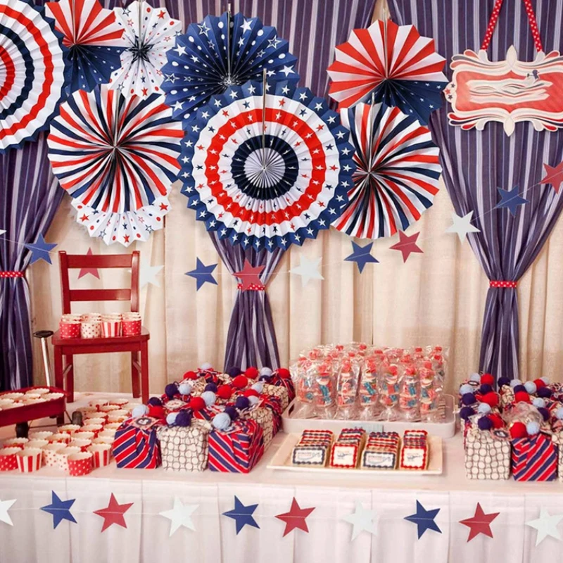 

4th of July Decorations Paper Fan For Patriotic Decorations Independence Day