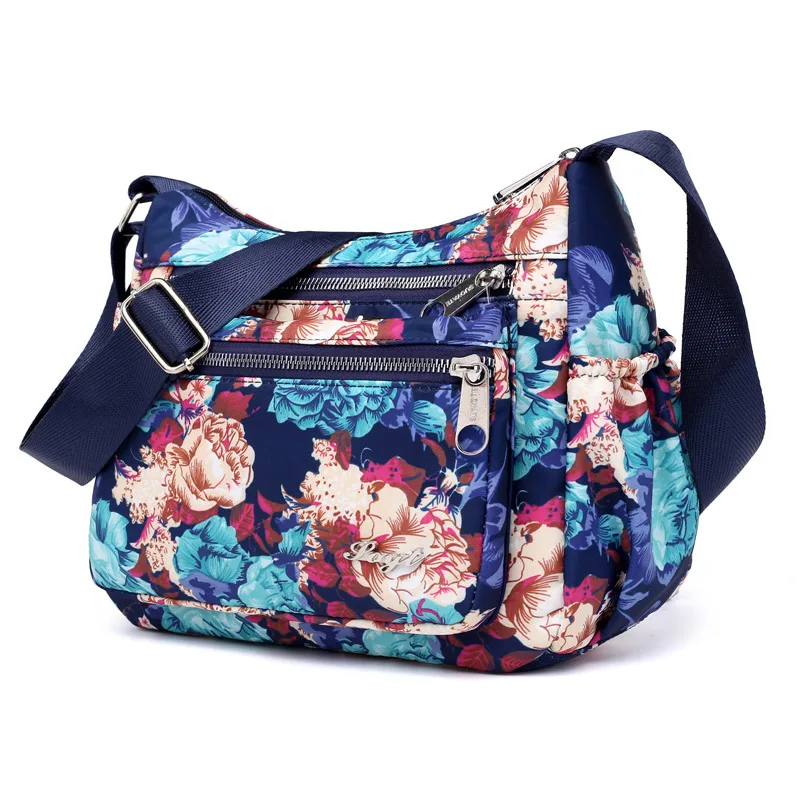Модная женская сумка на плечо с цветочным узором, Высококачественная Водонепроницаемая нейлоновая сумка, Женская нейлоновая сумка-мессенджер с несколькими карманами