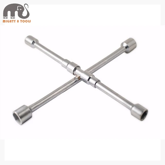 Foldable Compact 4 Way Cross Wheel Brace Wrench Socket Tyre Change