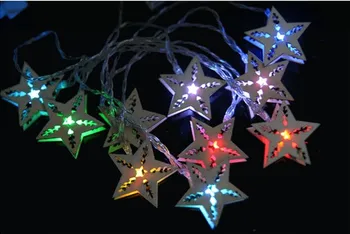 

10M10LED festive wedding decoration supplies led lights flashing string lights waterproof outdoor wooden Creative Star Lights