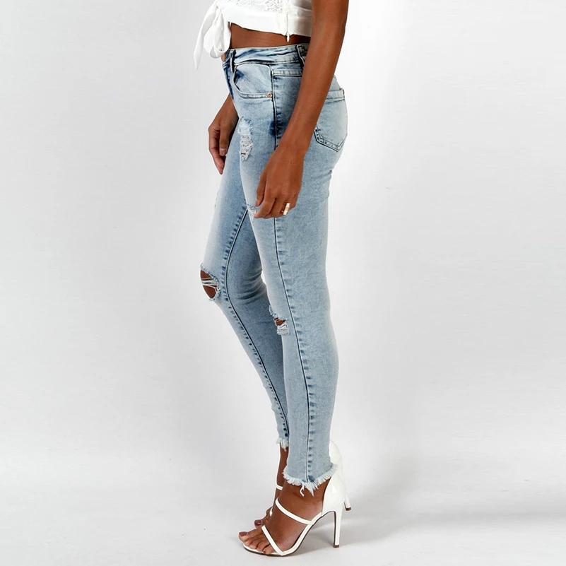 Повседневные Летние рваные джинсы-карандаш в стиле бойфренда 2019, женские модные обтягивающие новые хлопковые джинсы с заниженной талией