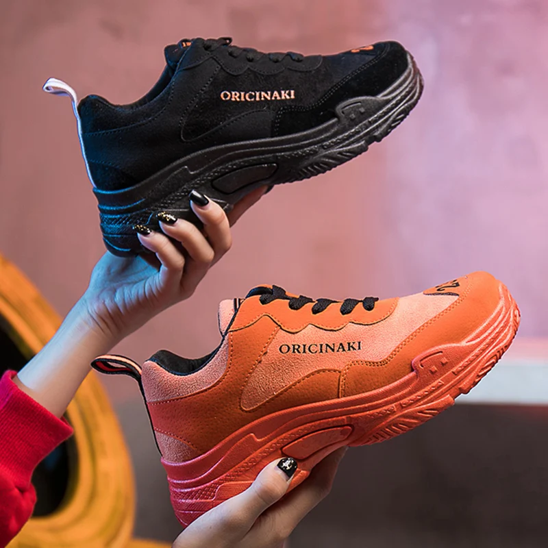 

2018 spring and autumn new trend brand thick-soled casual shoes ladies Harajuku wild fashion flat shoes.