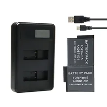 LCD Dual USB Battery Charger For Gopro Hero 5 Action Camera