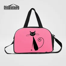 Модные дорожные сумки на плечо для женщин с рисунком кота, розовые багажные сумки для девочек, Повседневная дорожная сумка, компактная сумка для поездки
