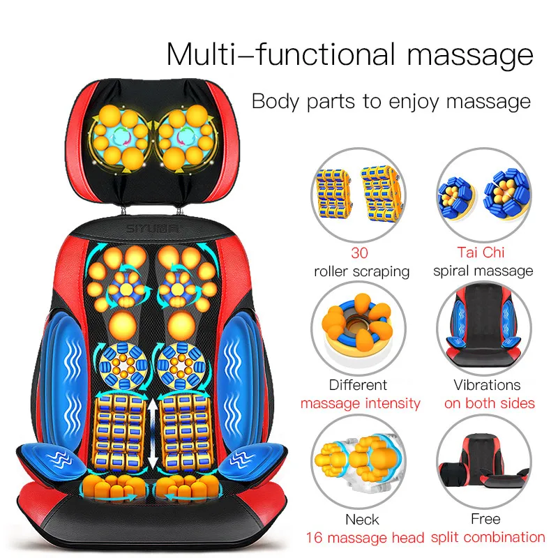 Full Body Electric Massage Chair Office Pad Vibration Mat Heat Neck Back Cervica Massager Cushion China Shiatsu Device