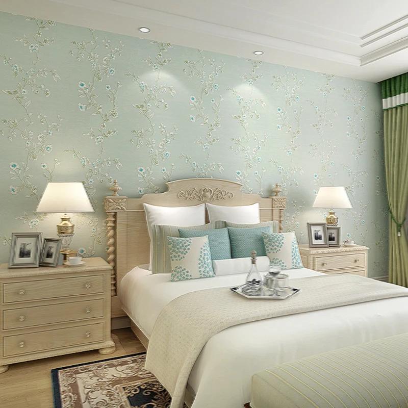 Korean Style Embossed Rustic Floral 3D Wallpaper Roll Modern Fashion Non-woven Wallpaper For Bedroom Living Room Walls Contact