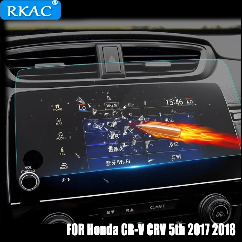 

RKAC 7inch Car Navigation Tempered Glass Screen Protector Steel Portective Film FOR Honda CR-V CRV 5th 2017 2018 Car-styling