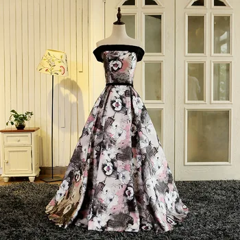 

Real Photos Short Sleeves Floral Printed A-Line Evening Dresses Sexy Bandage Back Formal Prom Party Gowns Women Custom