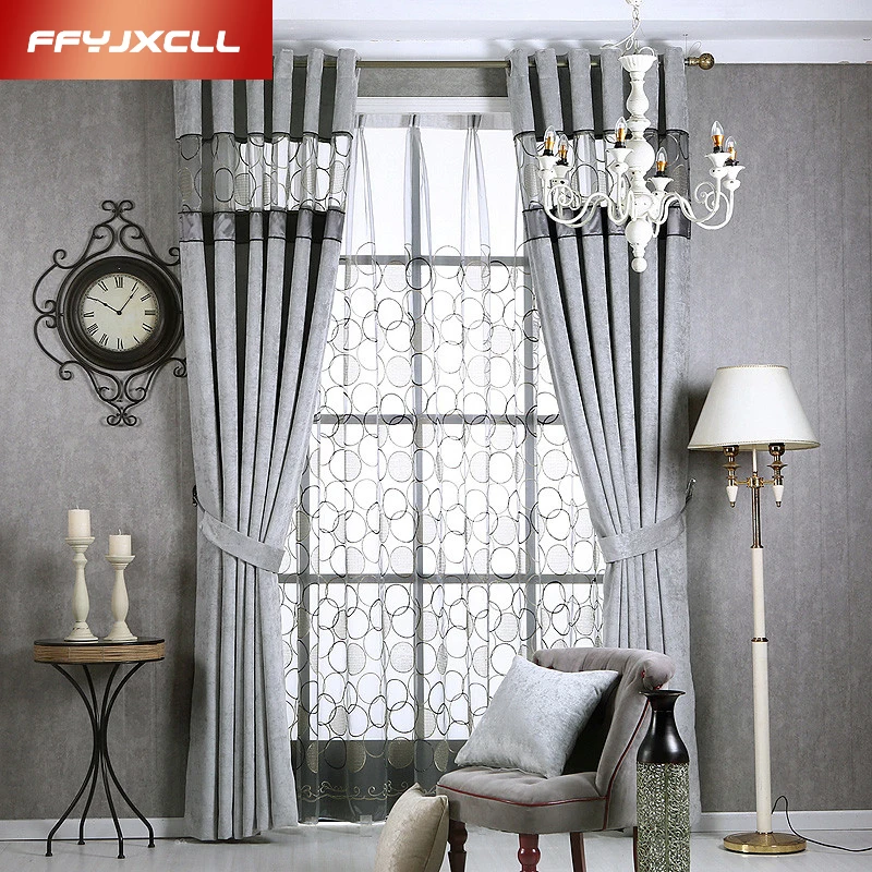 Solide Couleurs Blackout Rideaux pour la Chambre À Coucher gris tulle