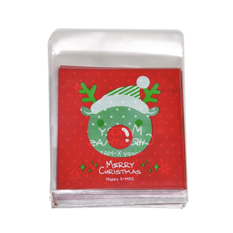 50 шт 10*10 см рождественские конфеты печенья подарочные пакеты пластиковые самоклеющиеся печенье закуски упаковка поставки рождественские вечерние украшения - Цвет: S02