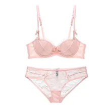 Женский кружевной бюстгальтер набор сексуальный Балконный тонкий хлопок большая чашка Strappy пуш-ап нижнее белье наборы французское винтажное Нижнее белье Черный Розовый ABCD