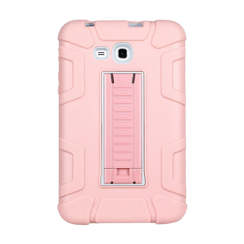 Rose gold and gray Для Samsung Galaxy Tab E 7 SM-T111 SMT110 SMT113 7,0 дюймов Чехол, трехслойный Броня прочный защитный чехол гибридный защитный с выдвижной ножкой чехол - Цвет: Rose gold and gray