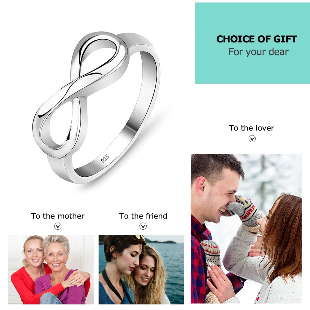 Genuine 925 Brand Rings For Women Knot Ring Sterling Silver S925 Stamped Silver Infinity Ring Best Gift(JewelOra Ri101995)